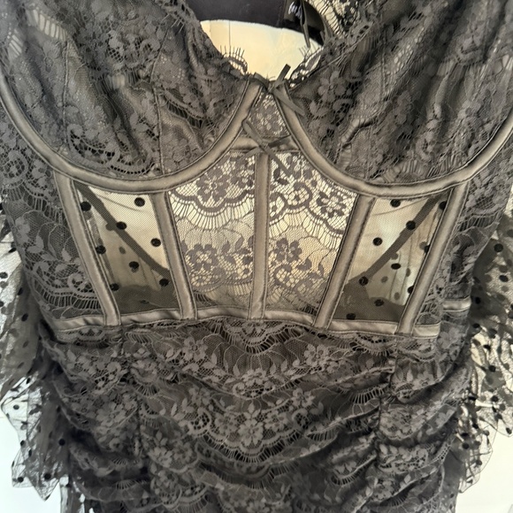 New! FOR LOVE & LEMONS Delicate Lace Long-Sleeve Dress 45078 - Picture 8 of 14